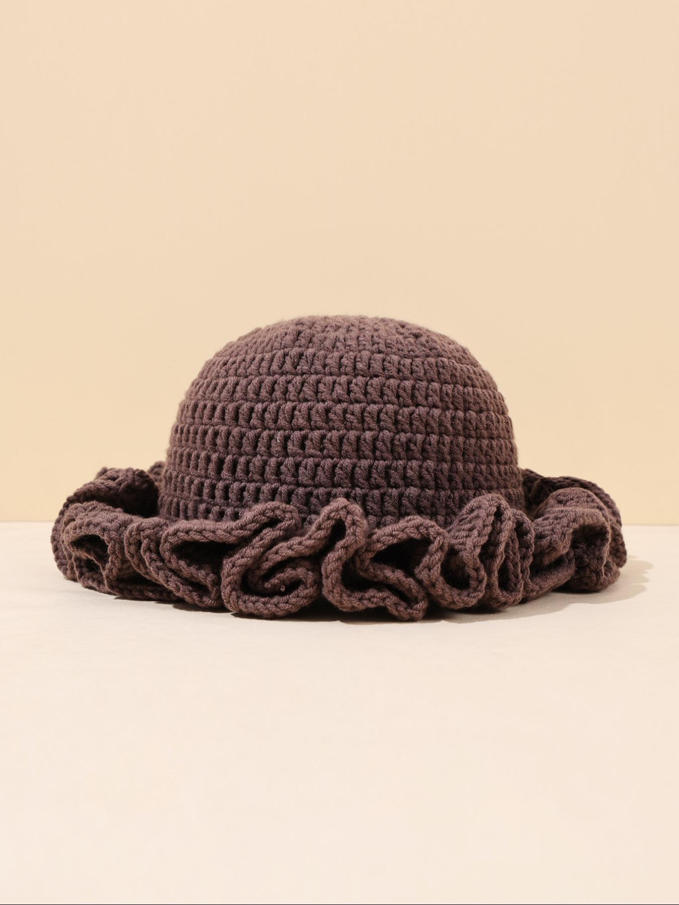 Women's Solid Color Ruffle Knitted Hat, 13 Colors Available, Compact & Exquisite Design, Perfect for Vacations & Gifts