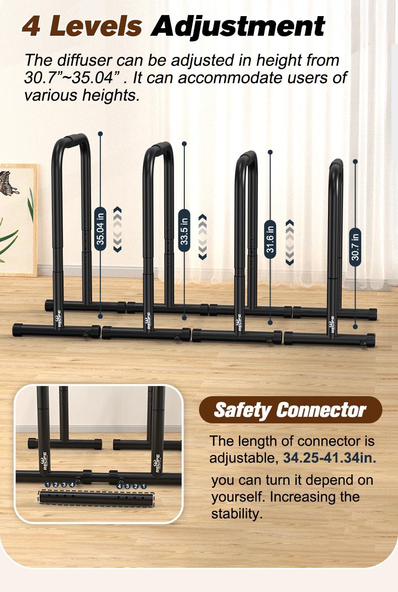 RELIFE SPORTS Heavy-Duty Portable Dip Station | Stabilized Push Up Parallette Parallel Bar | Home/Outdoor Strength Training Equipment