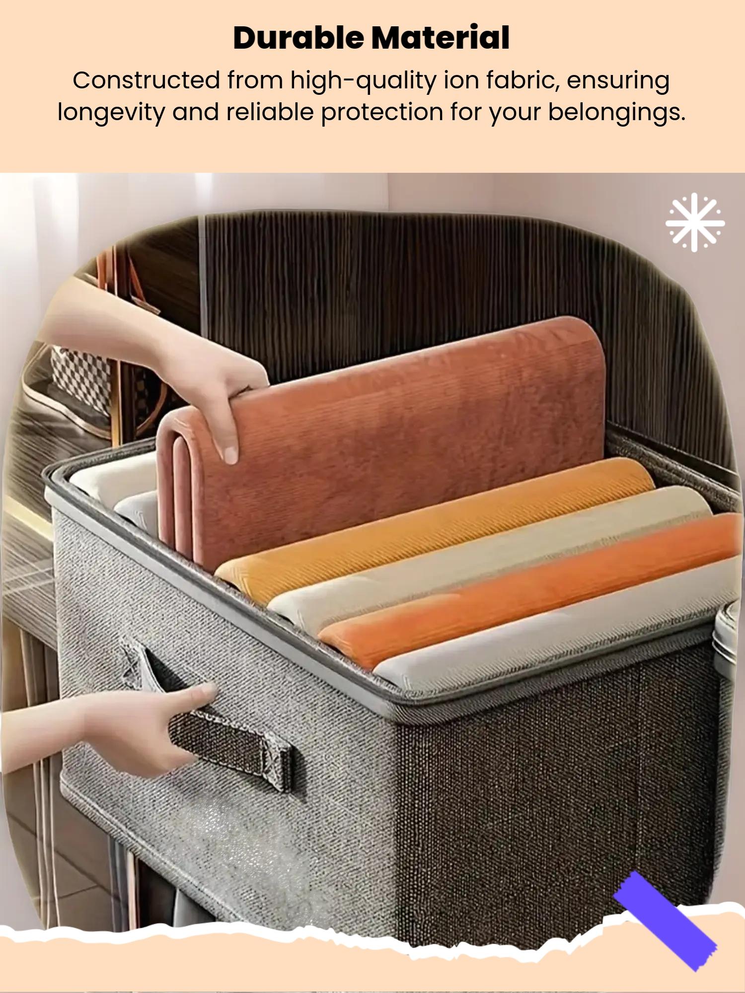 Large Foldable Storage Container, Ion Fabric, Dual Zipper Handles, Waterproof Design, Ideal for Closet, Bedroom, Kitchen, Books, Folding Storage Box