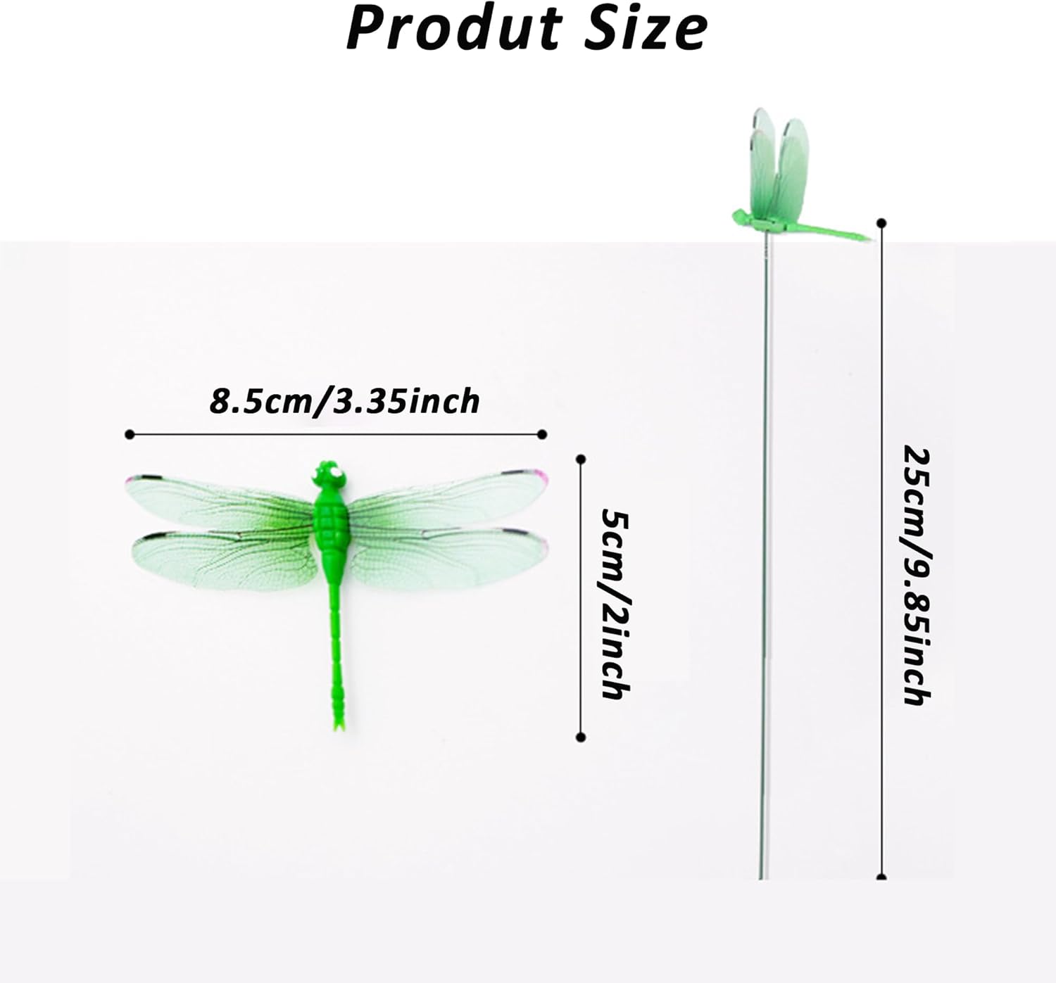 12 Counts Outdoor Fake Dragonfly Rod Clip, Garden Metal Dragonfly. Natural Organic Concept, 3D Dragonfly Garden Decoration, Garden Bird and Fly Interfere Devices for Indoor and Outdoor Garden,Creative Home Accessories Decorative Design