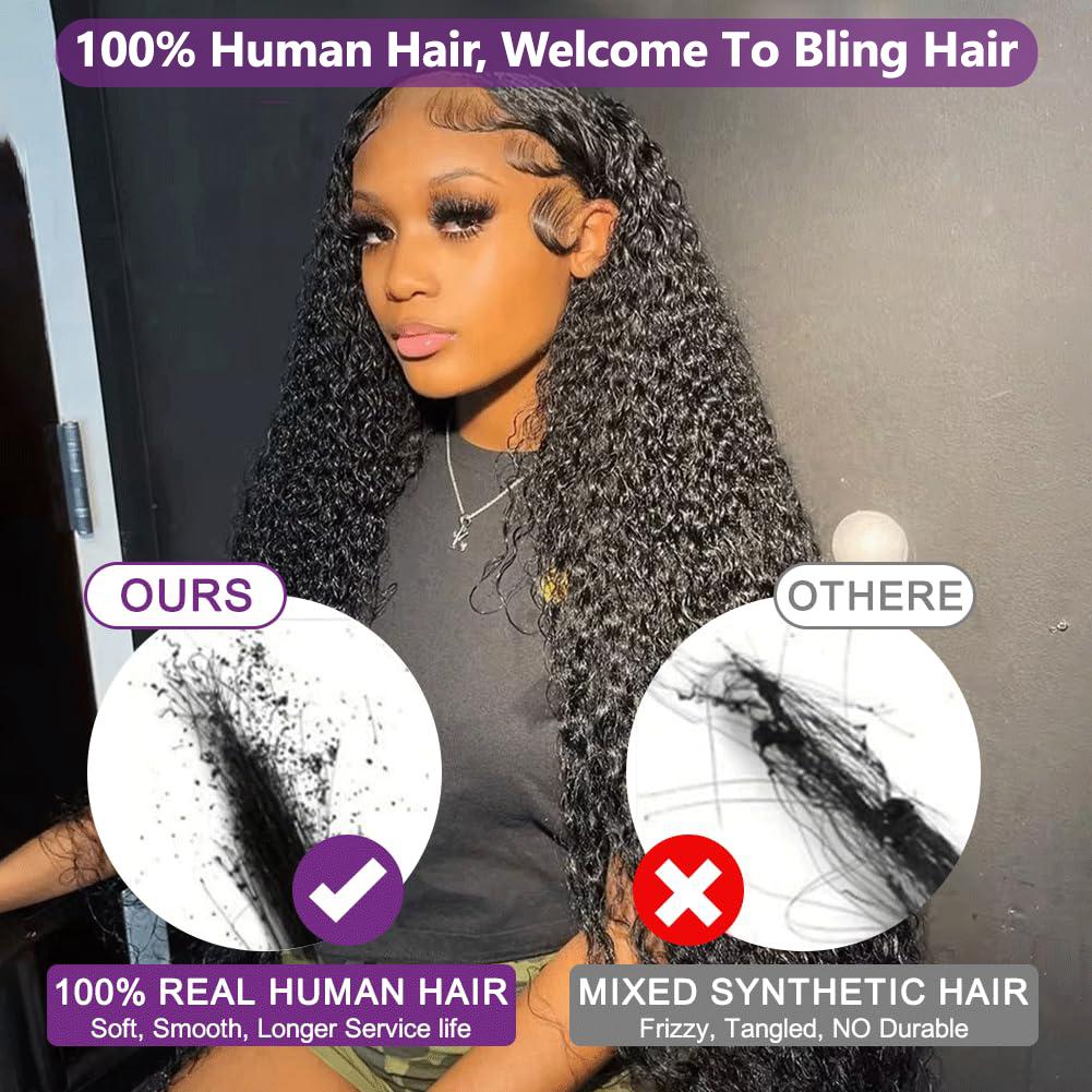 Bling Hair 6x4 Glueless Lace Front Wig 100% Human Hair 180% Density Loose Deep Wave Pre Cut Pre Plucked Hair Line HD Lace Closure Wig For Women Natural Look Easy to Apply TikTokShopHolidayHaul