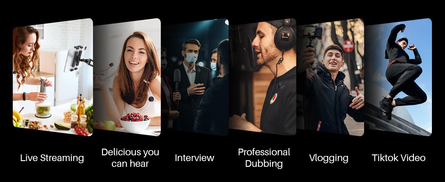 2Pack Wireless Lavalier Microphone for iPhone 16 15 iPad Android with Charge Case, Mini Clip/Magnetic Mic for Lightning/USB-C Smart Device Video Recording, Vlogging, YouTube, Interviews, 300FT