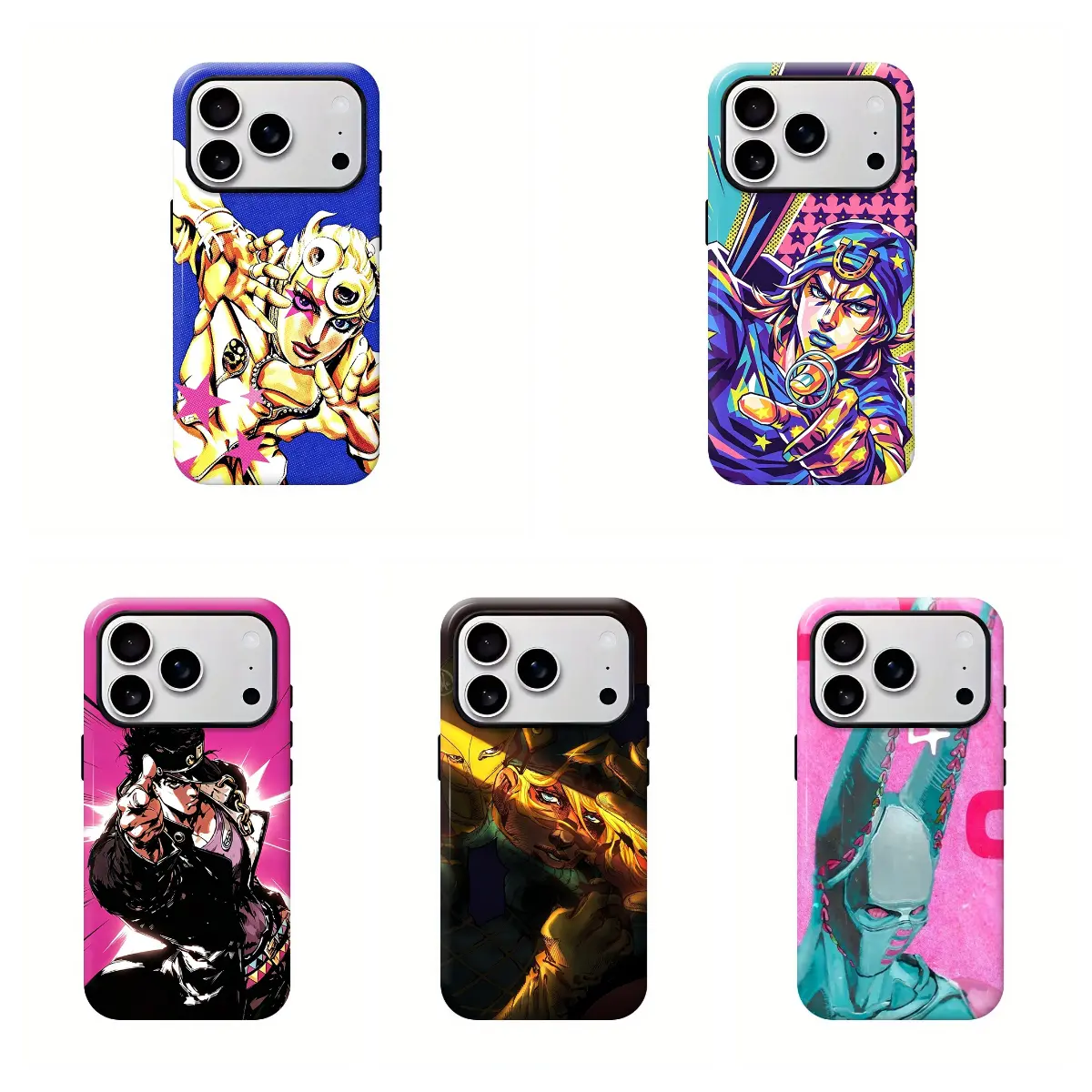 JOJO's Bizarre Adventure Transparent Phone Case - Anime Manga Collage Design with Star Details, Multiple Characters Collection for JOJO Fans For iPhone17promax 16 15 14 13 12 11 Pro Max Anti-Fall Airabag Back