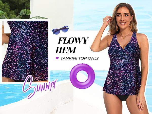 Tempt Me Women Tankini Top Only Flowy Swim Tops V Neck Bathing Suit Top Tempt Me Women Tankini Top Only Flowy Swim Tops V Neck Bathing Suit Top
