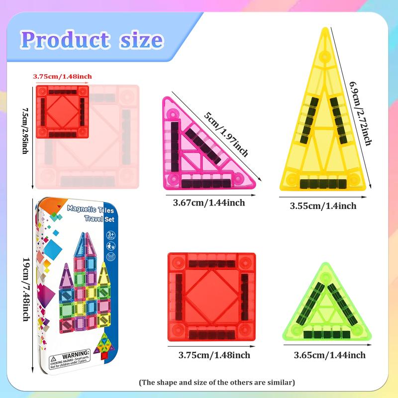 Mini magnetic building block, Magnetic building tiles children's toys, travel set is convenient to carry, STEM learning and creative building magnetic toys, gifts for boys and girls, suitable for New Year, back-to-school season birthday gifts