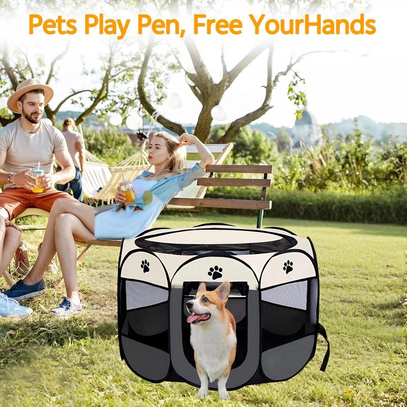 Dog Cat Playpen, Puppy Pet Playpen Indoor for Small Dogs Tent Crates Cage Outdoor, Portable Pop Up Dog Kennel Playpen with Carrying Case for Dogs/Cats/Rabbits, Removable Zipper Top, kitty condo ，Grey