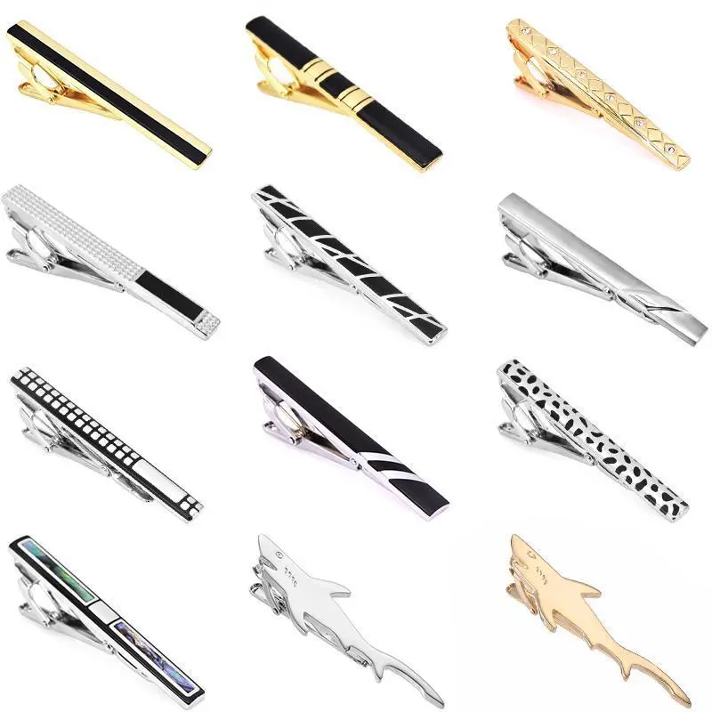 retro patterned  blue shell tie clip fashionable men's wedding tie accessory design large shark tie clip