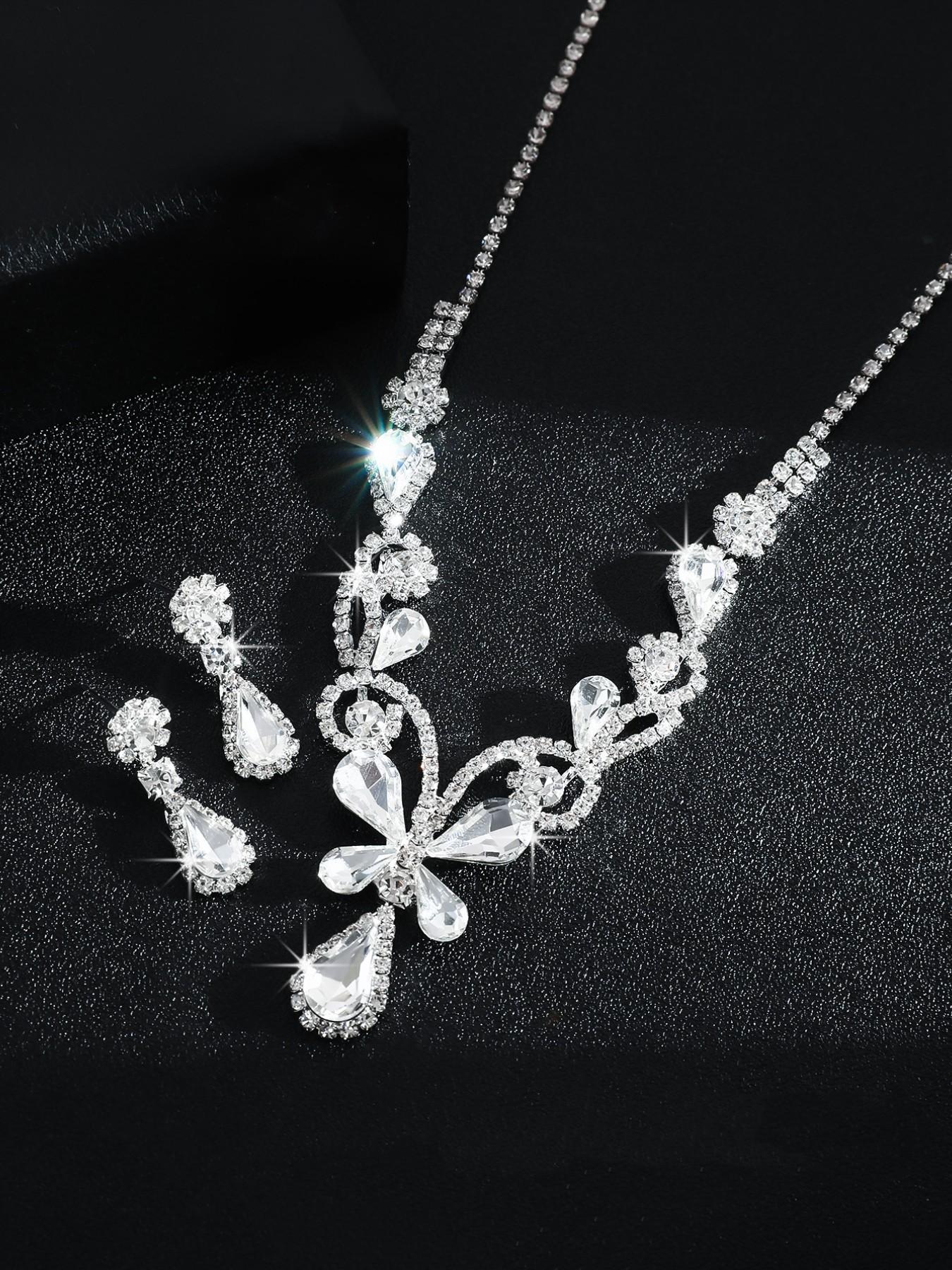 Luxurious Bridal Jewelry Set, Elegant Artificial Crystal Butterfly Necklace and Earrings, High-End Wedding Accessories, Beautiful Bride
