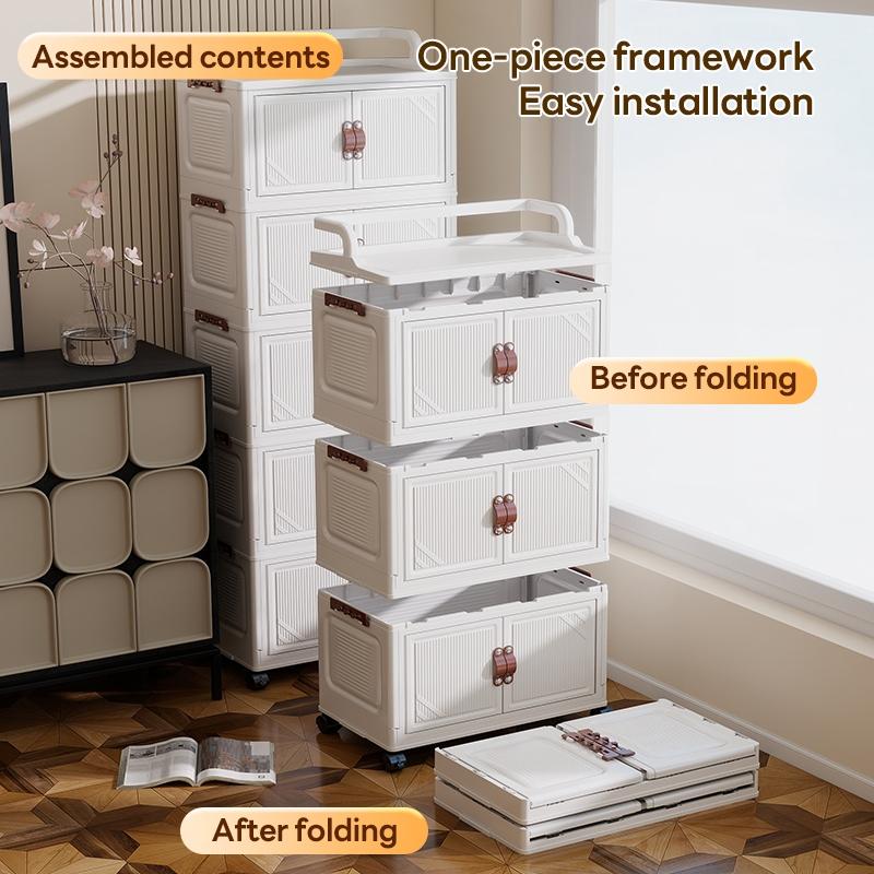 Modern Simple Style Plastic Storage Cabinet, 2-6 Layers, with Wheels, Easy to Clean, Dustproof, Ideal for Bedroom and Daily Use