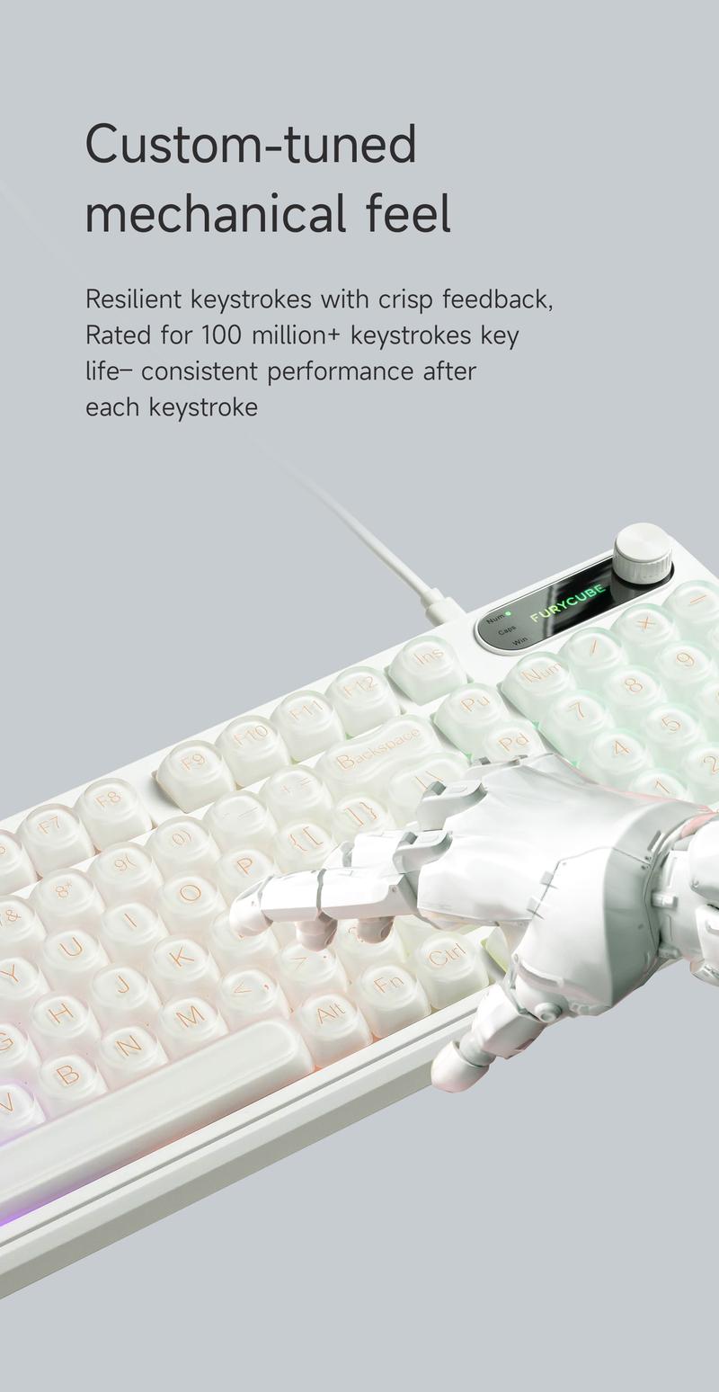 FURYCUBE IP98 Foudation Keyboard, 98 keys with Knob Transparent Keycaps Tri-Mode BT/2.4GHz/USB-C Cute Classic Keyboard with Number Pad, Media Knob Custom Mechanical Feel Keyboard, RGB Backlit Work/Office/Gaming Silent Keyboard, Budget Gift FURYCUBE IP98 Foudation Keyboard, 98 keys with Knob Transparent Keycaps Tri-Mode BT/2.4GHz/USB-C Cute Classic Keyboard with Number Pad, Media Knob Custom Mechanical Feel Keyboard, RGB Backlit Work/Office/Gaming Silent Keyboard, Budget Gift