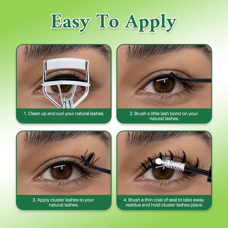 Curl Wispy Individual False Eyelash with Tools Kit, Cosmetic Eyelash Extension, 1 Set Natural Look Eyelash Extensions, Self Grafting Curl Eyelashes, Wispy Eyelash Clusters, Eye Makeup Accessories