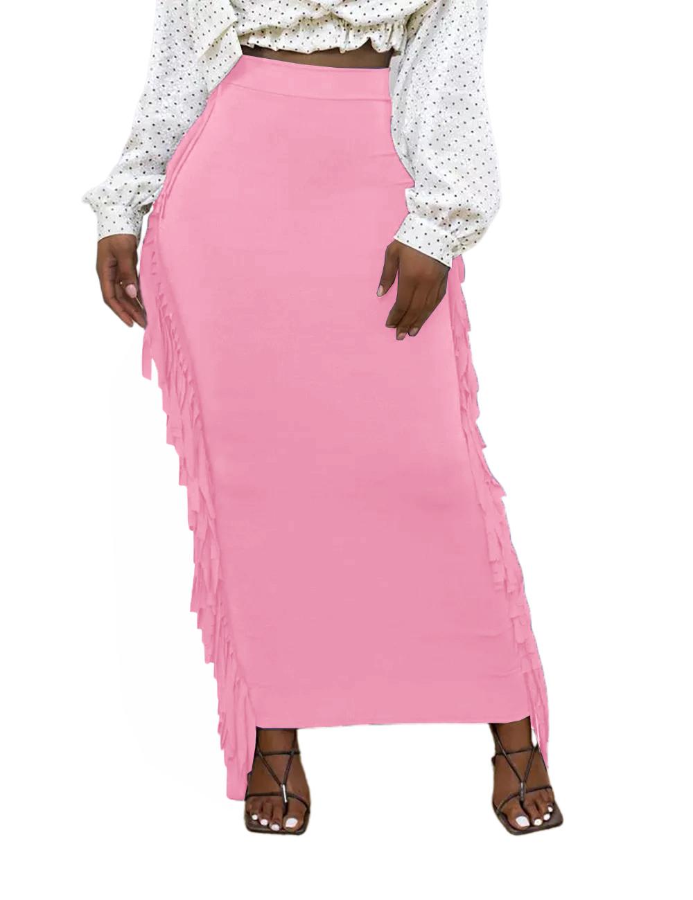 2026 Viral Movement Fringe Maxi Skirt  Minimalist Architectural Bodycon Skirt,Sophisticated Side Tassels,High Waist Party Piece (True to Size) Womenswear