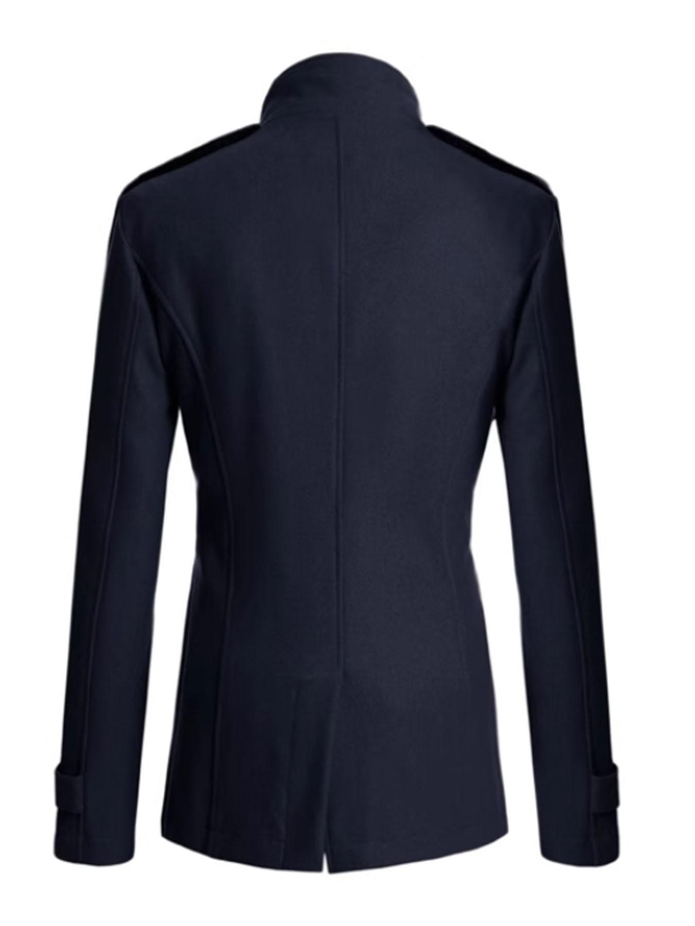 1PC Winter Men's Windbreaker Jacket with a Large Collar - Korean Style Fashion, Thick and Warm, Fashionable Standing Collar Double-Buttoned Coat Jacket, Suitable for Daily Commuting and Formal Occasions