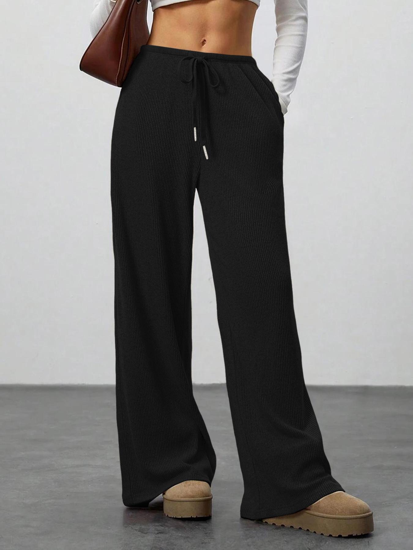 High Waist Comfortable Wide Leg Casual Pants, Versatile Athletic Trousers for Relaxed Fit, Ideal for Everyday Wear Knit