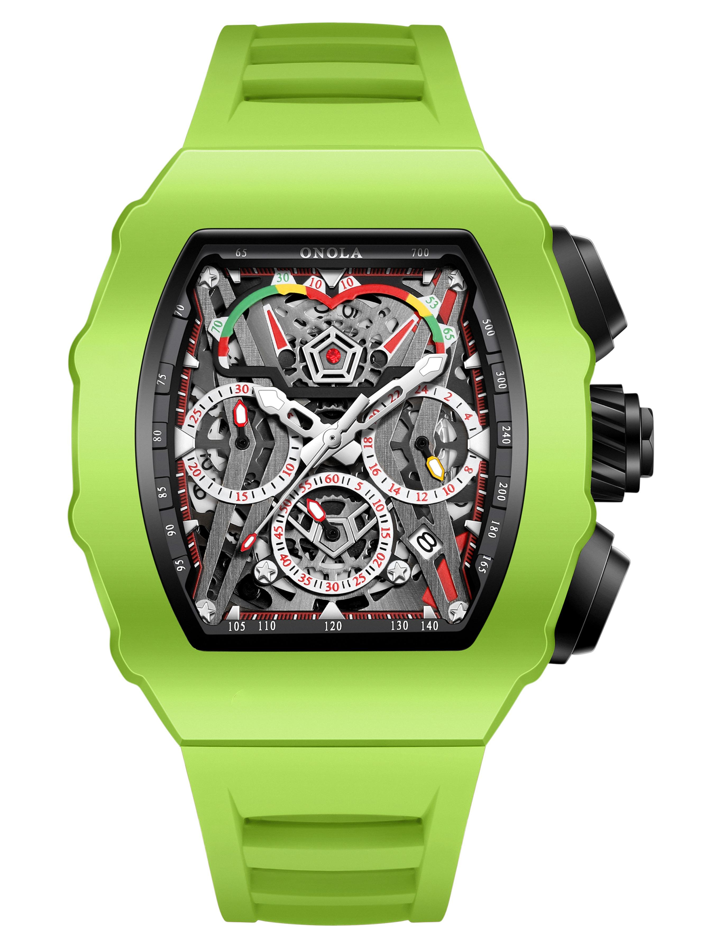 Onola Fashion Men's Quartz Watch, Multi-Function Timer, Waterproof Glowing Sports Watch for Outdoor Use, Perfect Gift for Any Occasion, Skeleton Watches