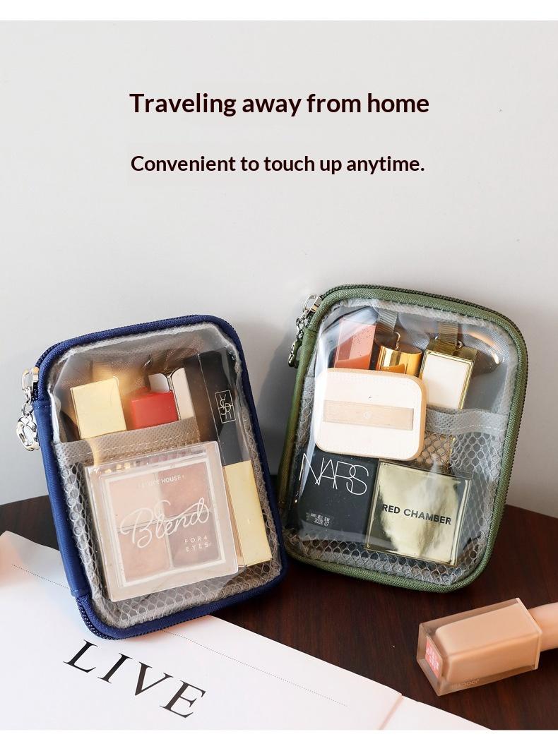 Small Clear Makeup Bag for Purse Travel Cosmetic Case Transparent Toiletry Bag with Zipper, Portable Make Up Organizer Traveling Compact Car Bag for Essentials