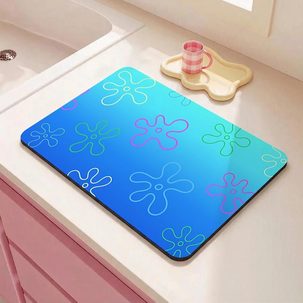 Funny S-SSpongeBob SquarePantsS Floor Mat Eco Friendly Diatomite Antibacterial Odor Resistant Floor Mat Super Absorbent Quick Drying Non Slip Washable Bath Rug for Kitchen Bathroom Shower Home Decor