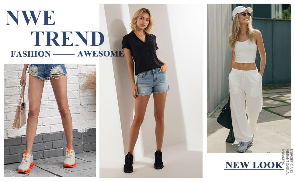 Women's Slip on Walking Running Shoes Blade Tennis Casual Fashion Sneakers Comfort Non Slip Work Sport Athletic Trainer Shoes For Exercise & DailyWear