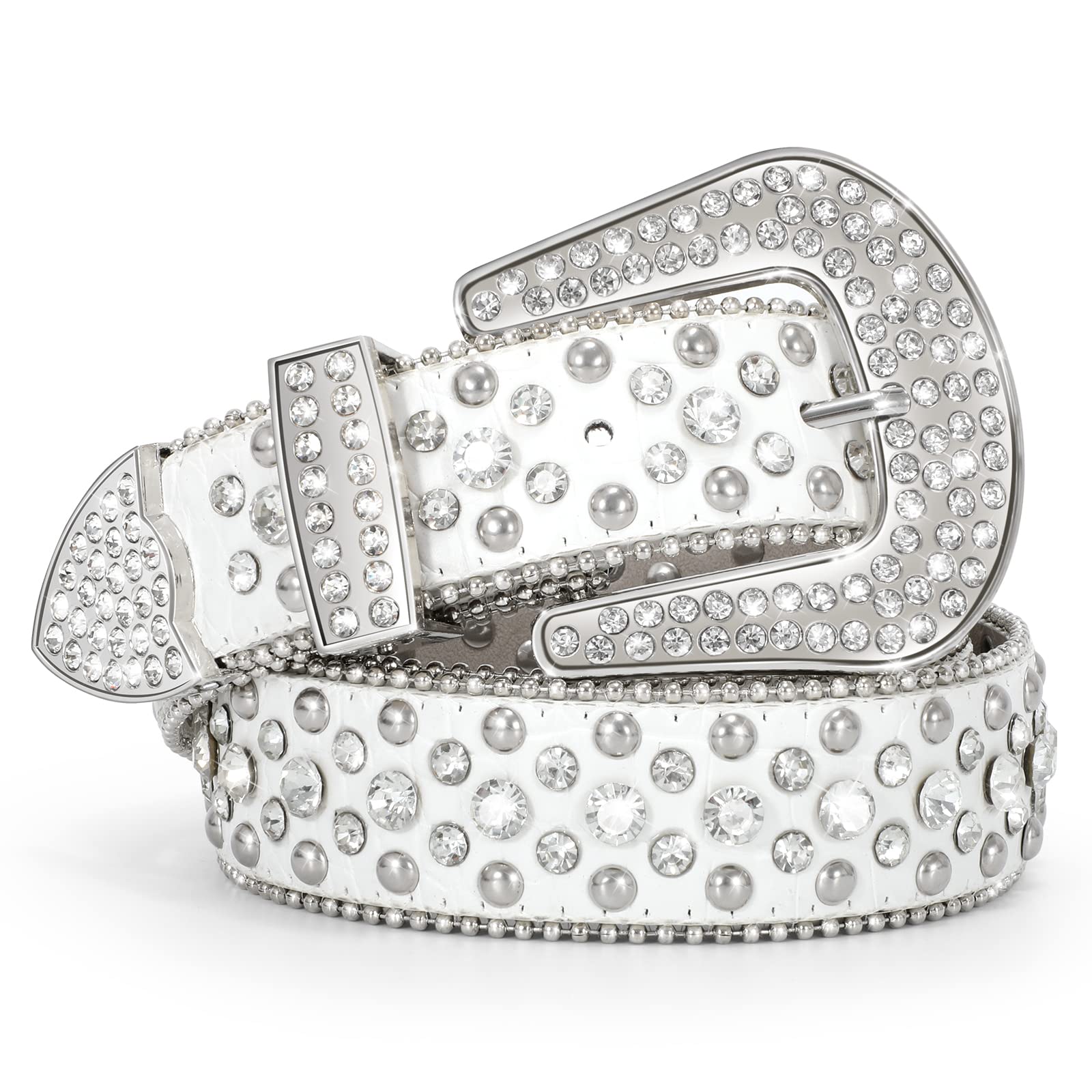 XZQTIVE Rhinestone Skull Belt for Men & Women - Bling Stylish Accessory, Punk Fashion Meets Leather Craftsmanship, Studded Detail Perfect for Jeans, Pants, & Jackets