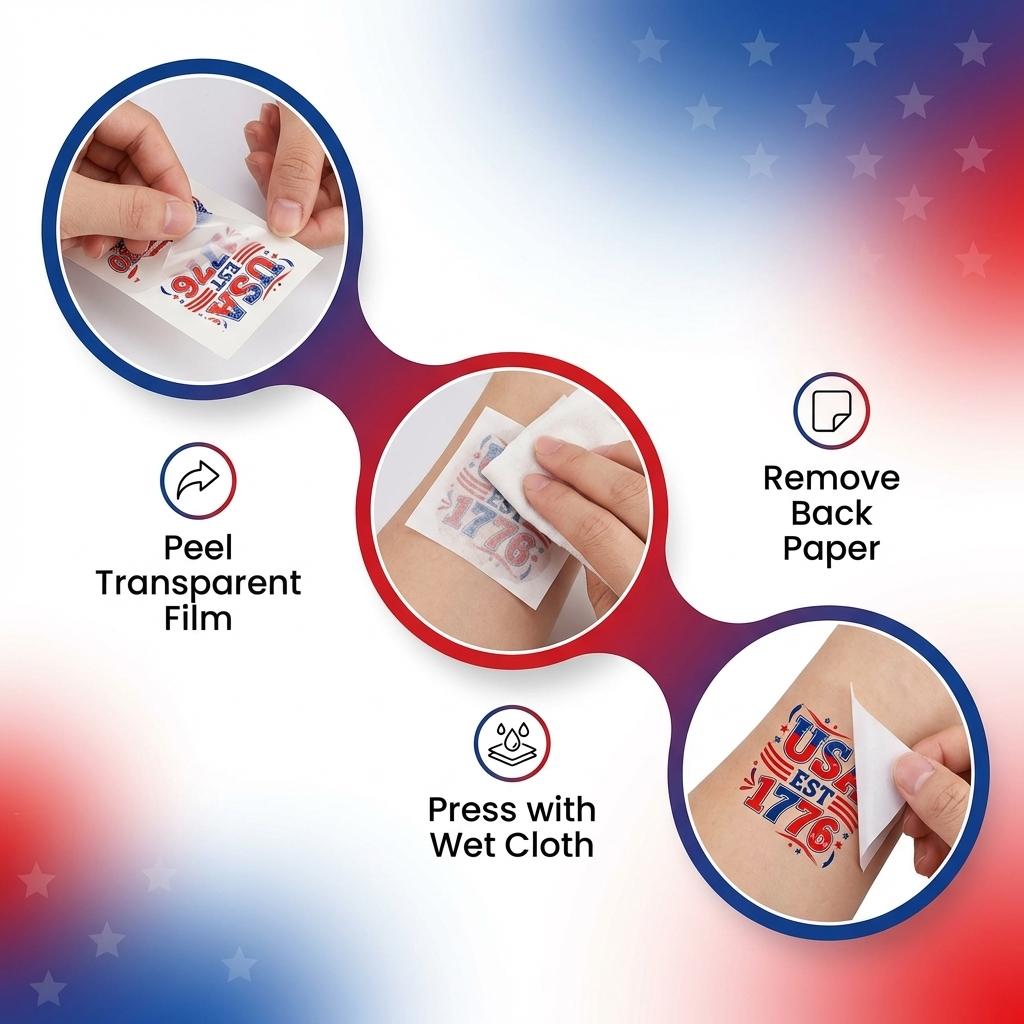 American Flag Temporary Tattoo Stickers, Waterproof Us Patriotic Tattoos, Independence Day, American National Symbol, Temporary Tattoos