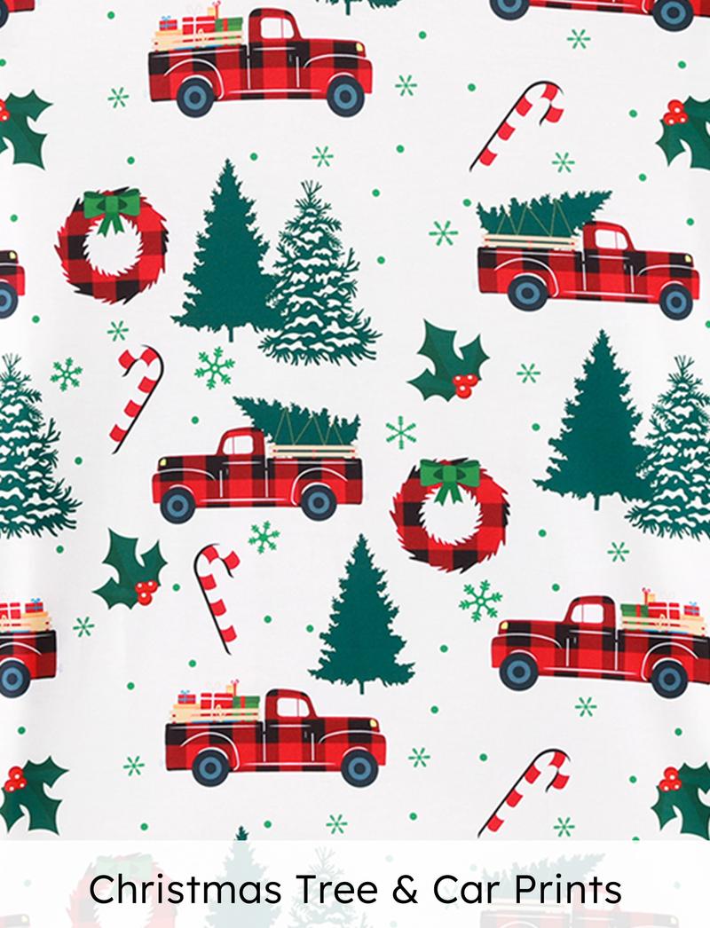 PatPat Christmas Pajamas Soft & Stretchy Family Matching  Long Sleeve Sets Christmas Cars Patterned Sleepwear for Women Men Couples Adult Kids,Cute Pajama,Cozy Pajamas ,Flame Resistant,autumntok,wintertok,BFCM Early Bird