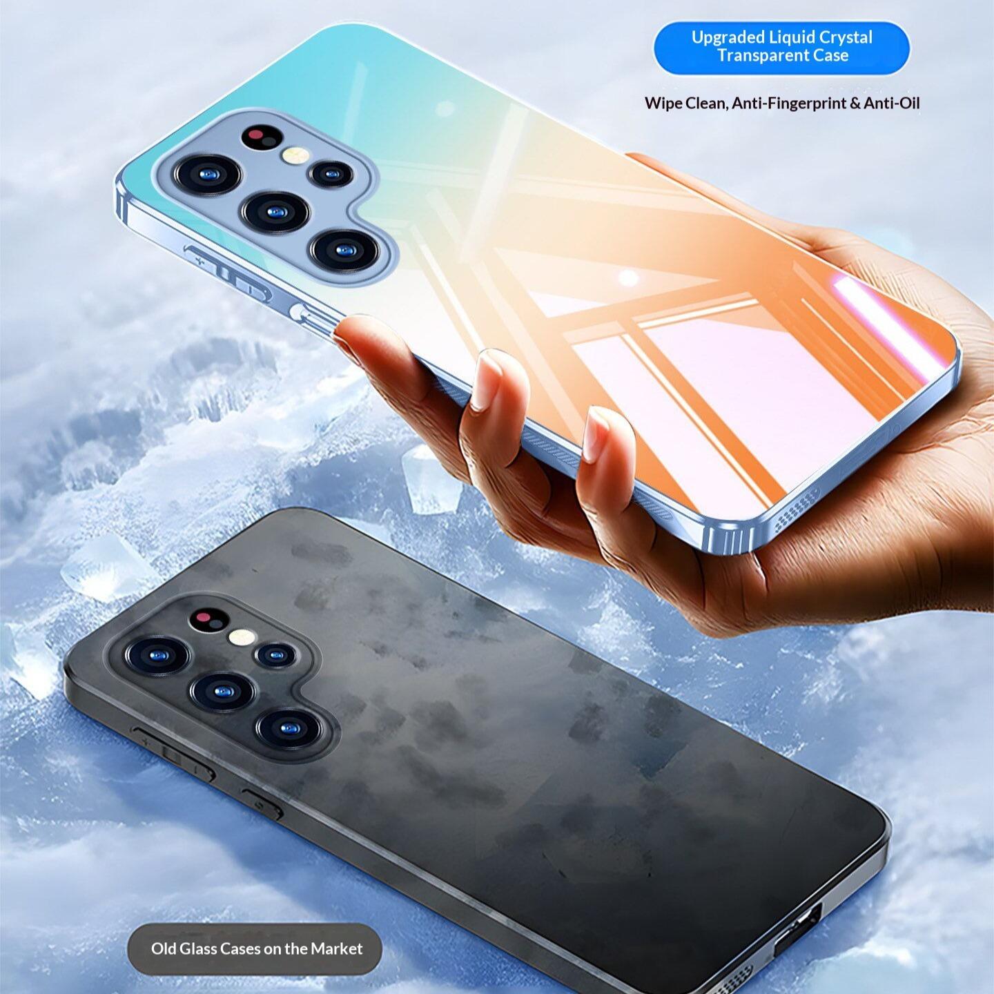 Samsung Galaxy S26 S24 S25 Ultra rainbow phone case, liquid crystal transparent frosted ice feeling ultra-thin fashion gradient protective case