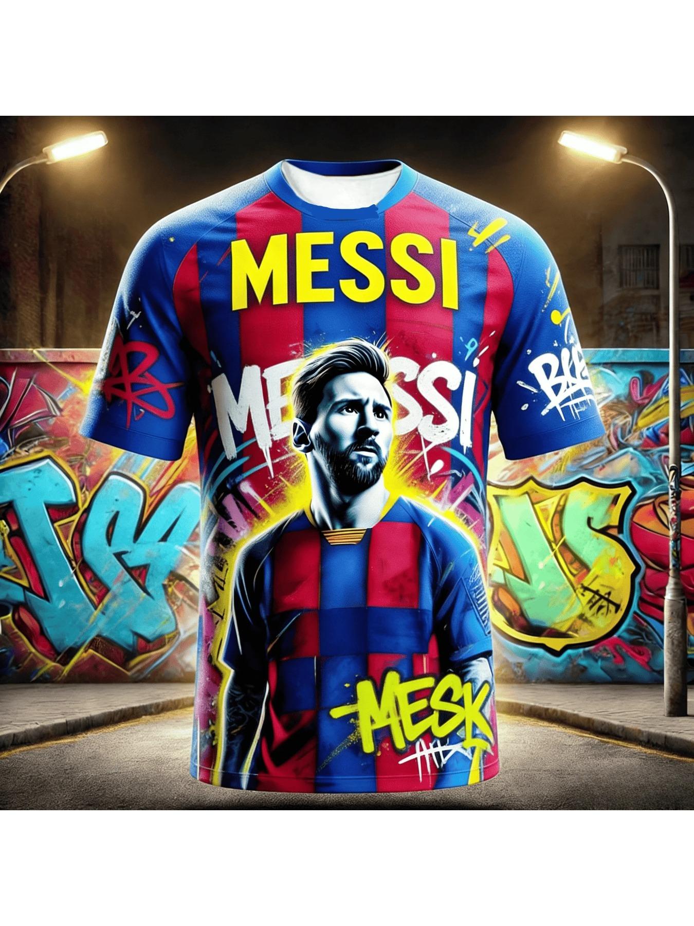 Messi 3D printed T-shirt for football fans' carnival, short-sleeved