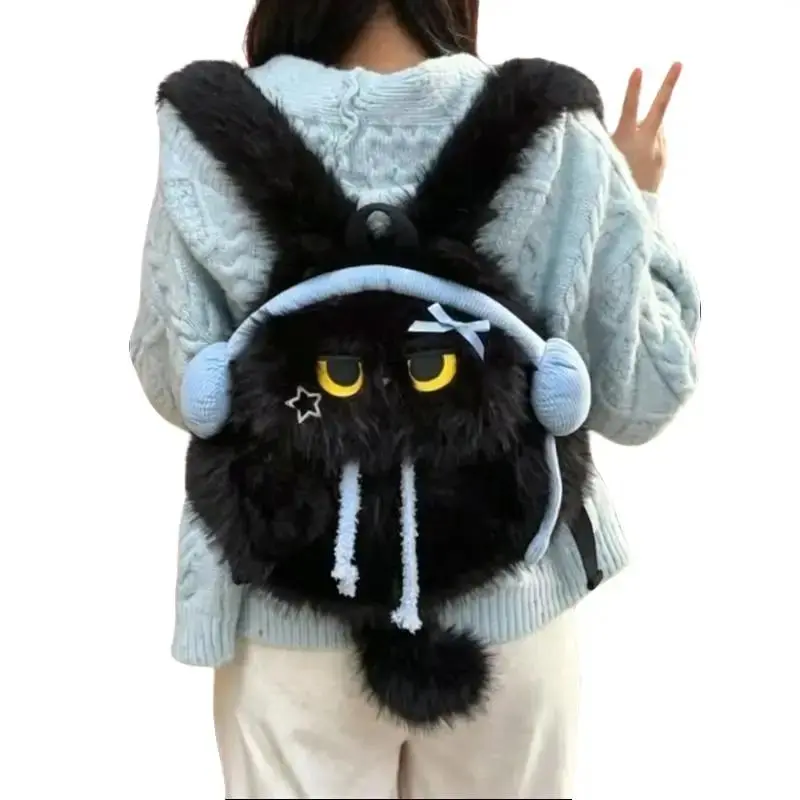 Colorblock Fashion Durable Casual Multifunctional Travel Backpack - Korean Style Gym Bag for Students, Large Capacity, Anti-Shedding Plush Fabric, Adjustable Shoulder Straps, Attached Earphone Design, Animal Accent, Casual Backpack