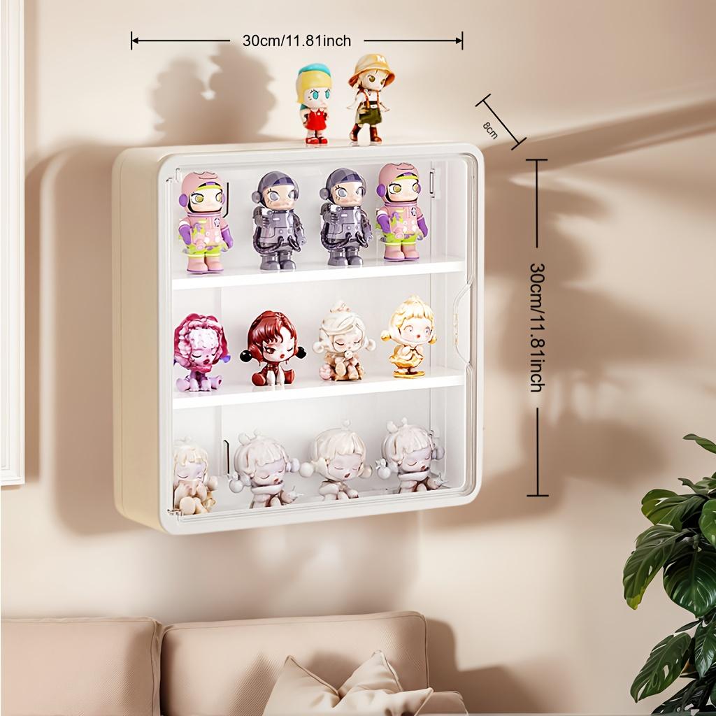 Wall-Mounted Transparent Panel Storage Box, Multi-Compartment Display Rack, Dustproof Plastic Layers, Space-Saving Design, Durable Material