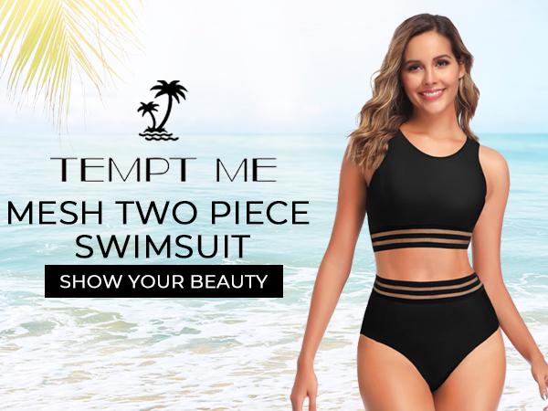 Tempt Me Women Two Piece High Waisted Bikini Set Sporty Swimsuits Bathing Suit with Bottom for Teen Girls
