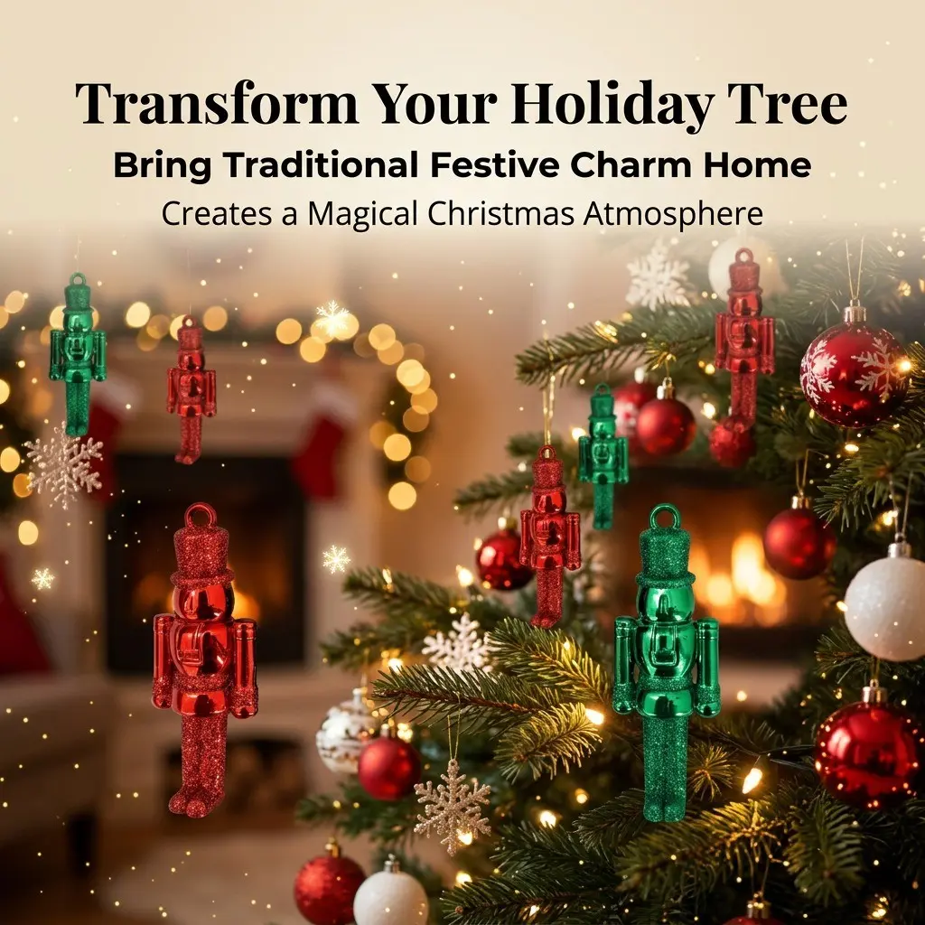 24 Mini Nutcracker Christmas Ornaments, Red Green Soldier Pendants, Christmas Tree Decorations, Holiday Home Party Gift Set