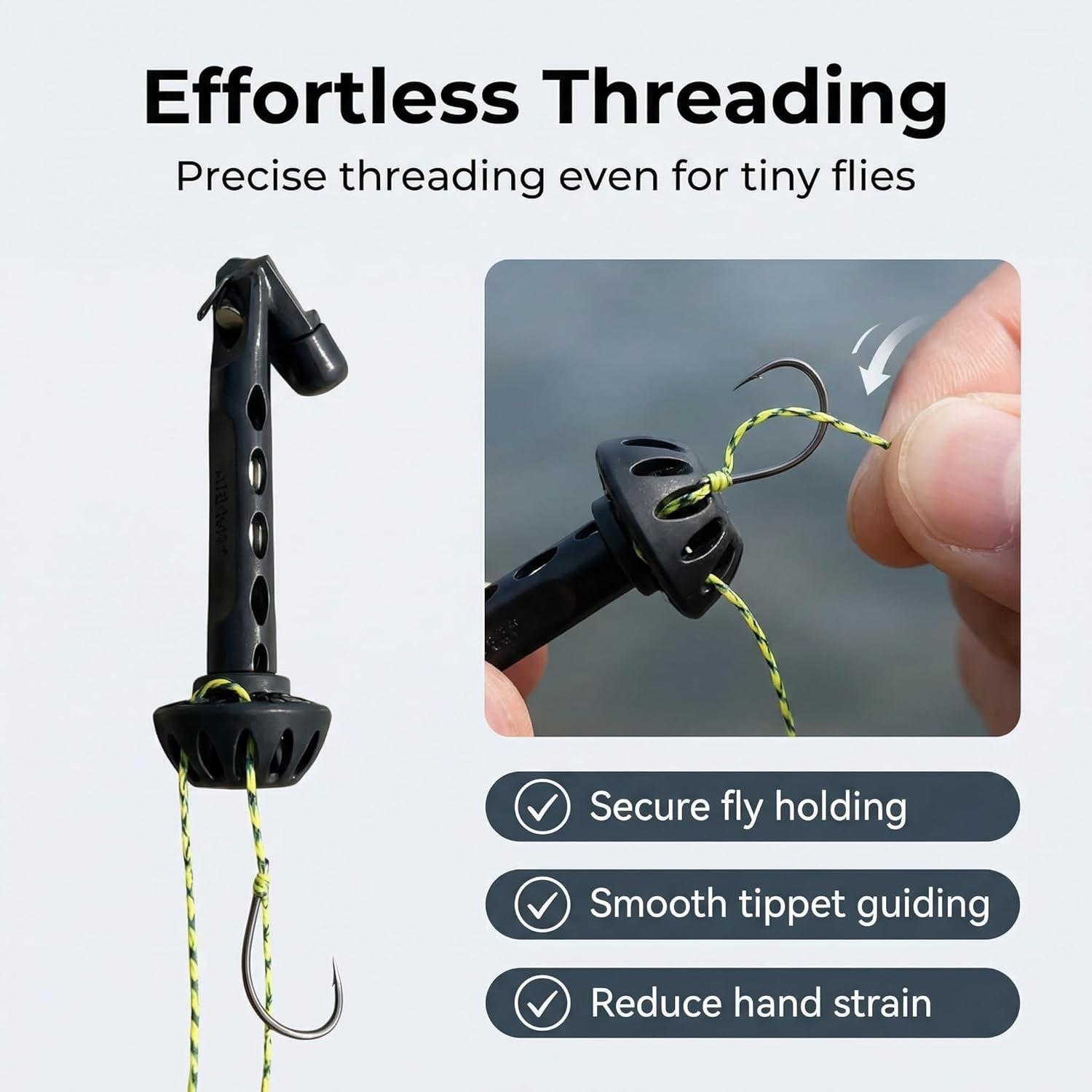 1/2 PCS Fly Fishing Magnetic Fly Threader, Fly Threader Fishing Anglers Tippet Threader, Fishing Accessory to Easily Rig Small Flies & Tippet on Water, Make Fly Tying Simpler, Works with Most Hooks, tippets, and Fly Styles
