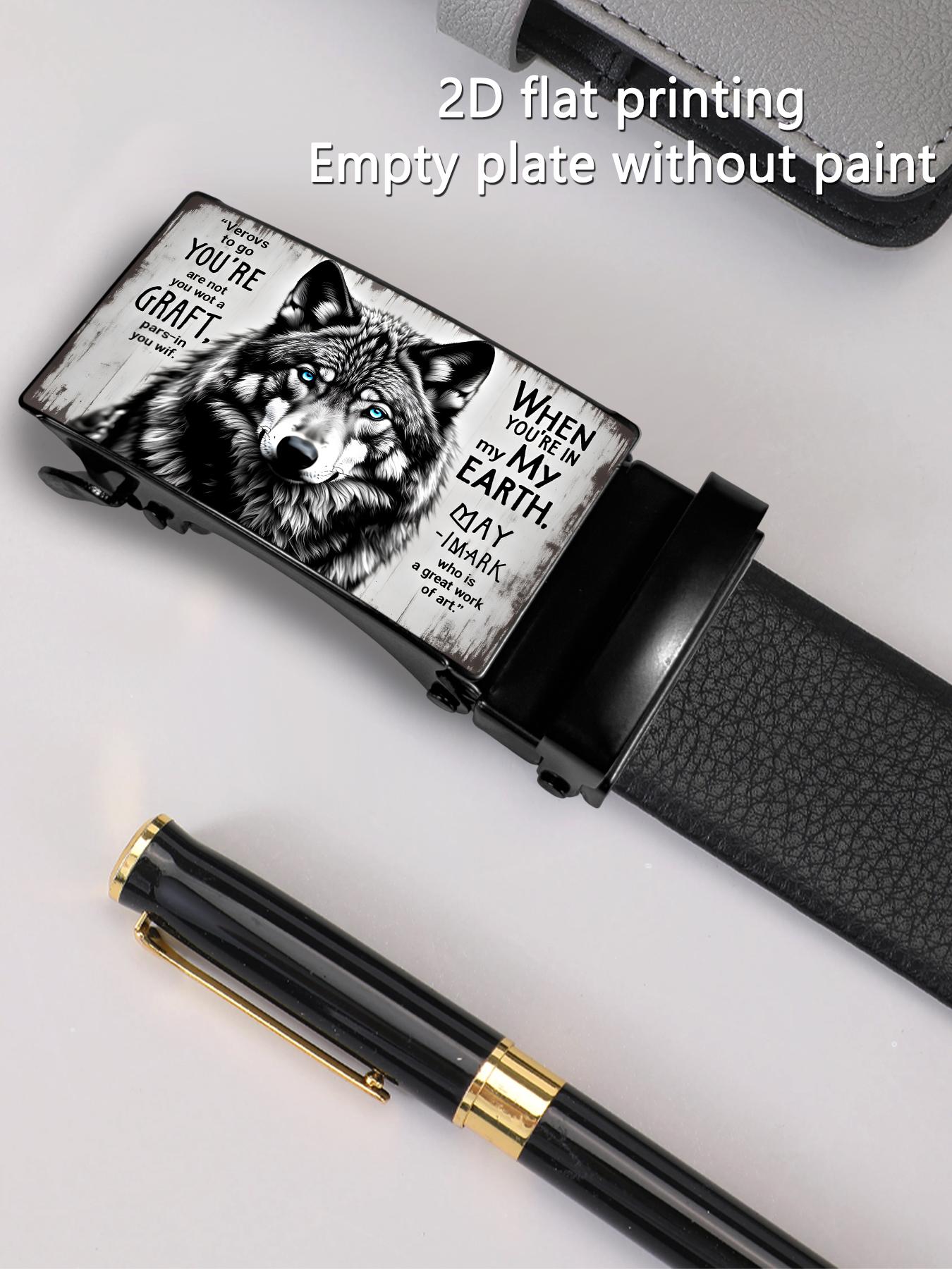 A 2D wild charm and wolf pattern art design, suitable for business and casual occasions, with an automatic buckle, ideal as a gift for Father's Day and Valentine's Day.
