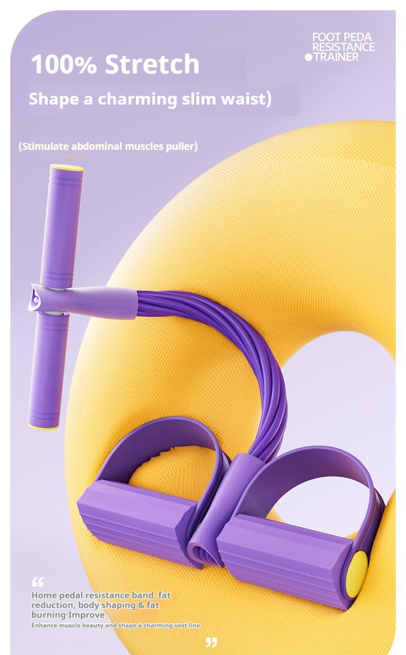 6-Strand Heavy Duty Abdominal Crunch Fitness Equipment – Leg & Core Workout, Sit-Up Assist, Home Gym Exercise, Non-Slip Foot Pedal & Resistance Bands (Portable)