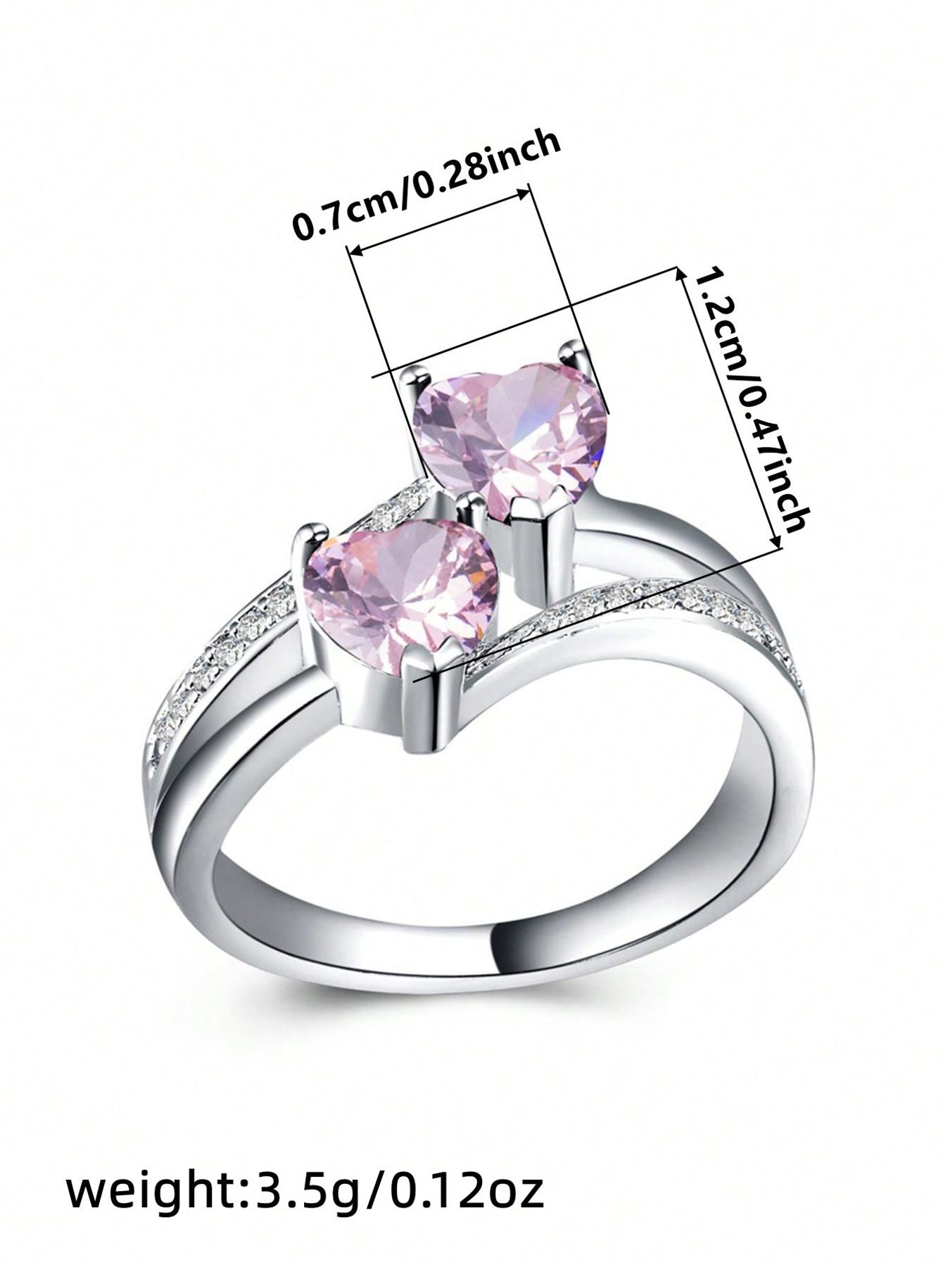 1 PC Fashion Heart Cubic Zirconia Ring For Women For Valentine's Day Gift Wedding Anniversary Party Jewelry