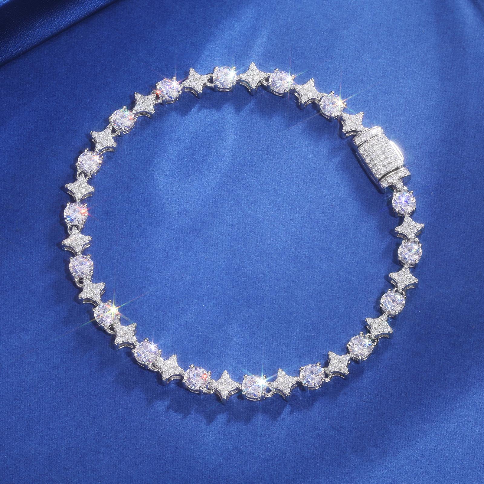 【BS9250030】6mm Iced Out Bling  Bracelet S925 Sterling Silver For Women Exquisite Party Wedding Girlfriend Valentine's Day Jewelry