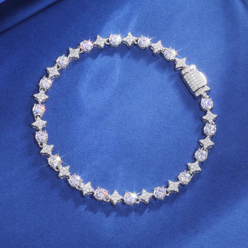 【BS9250030】6mm Iced Out Bling  Bracelet S925 Sterling Silver For Women Exquisite Party Wedding Girlfriend Valentine's Day Jewelry