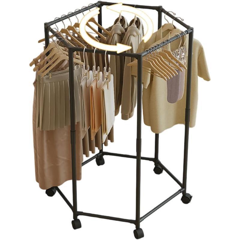 Laundry Rack Hexagonal Drying Stand for Clothes Space Saving Hanger with Multi Level Design for Bedroom Dorm Balcony Outdoor Indoor Use Metal Foldable Storage Garment Rack Hanging Clothes