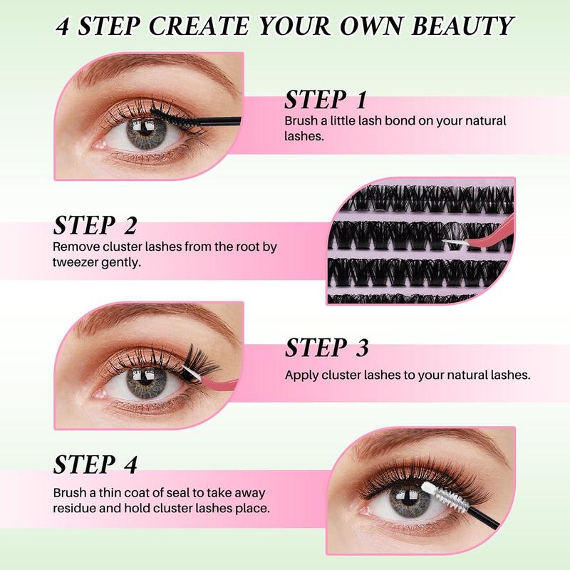 Mixed Length False Eyelashes with Bond and Seal & Remover & Tweezers&Eyelash Curler, Natural Eyelash Extensions, Faux Clusters Lash for Eyelash Enhancements, Lashes Glue Extension, Individual Eyelash, Lashes Clusters, Cosmetic, Flawless Makeup Lightweight