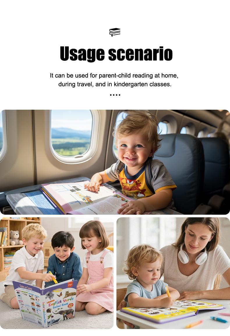 The 2026 new edition of "My First English Word Pronunciation Book" contains over 470 words and 21 themes. It is an interactive toy suitable for children aged 1 to 9, an ideal gift for schools and education, with piano keys and sound effects. Book.