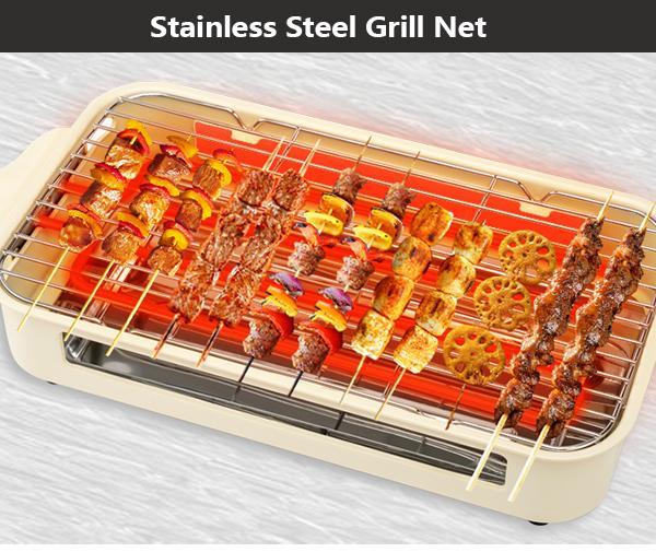 SUSTEAS 1500W yellow electric grill—smokeless indoor cooking with non-stick plate,3 raclette pans & dishwasher-safe parts. Great for steaks, hot dogs & more! Portable Outdoor Griddle