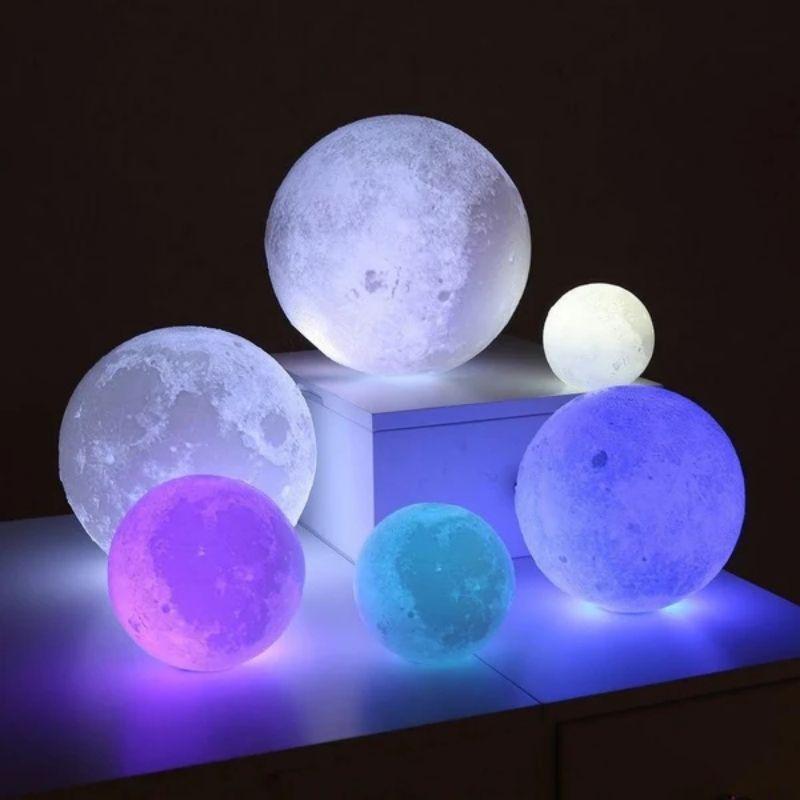 16-Color LED Moon Lamp with Stand and Remote Control Realistic 3D Carved Moon Surface Soft Frosted Lampshade Energy-Efficient LED Beads for Home Decoration and Night Light
