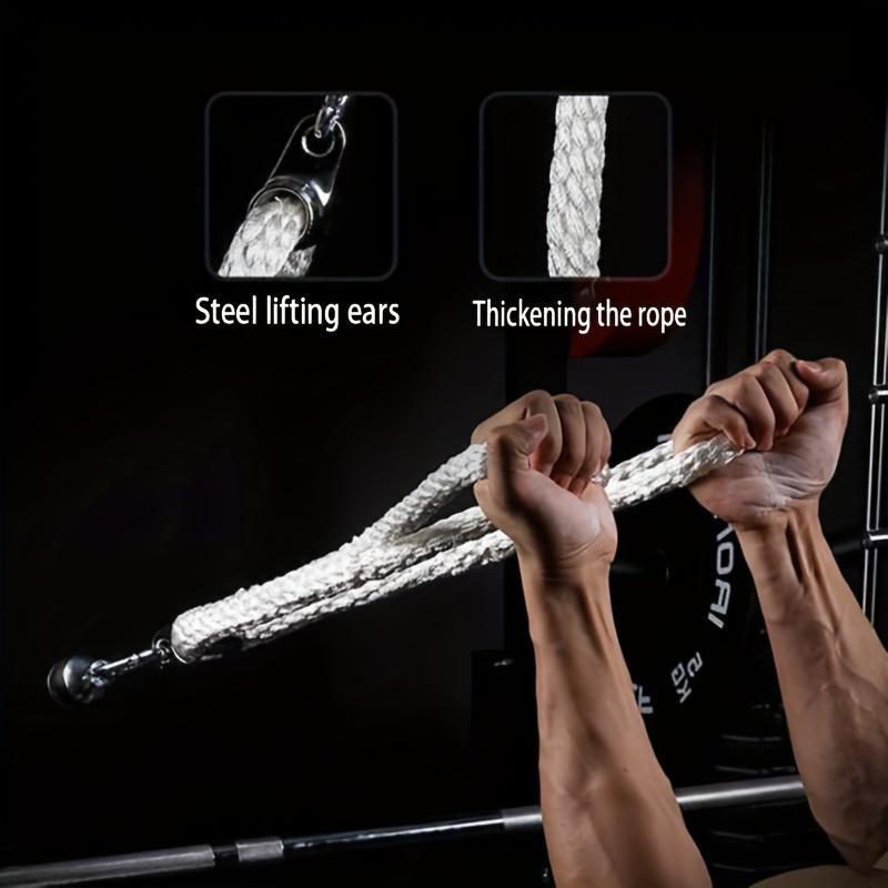 Nylon Tricep Rope Pull Down Handle, Straight Arm High Cable Machine Attachment, Fitness Equipment Accessory for Strength Training