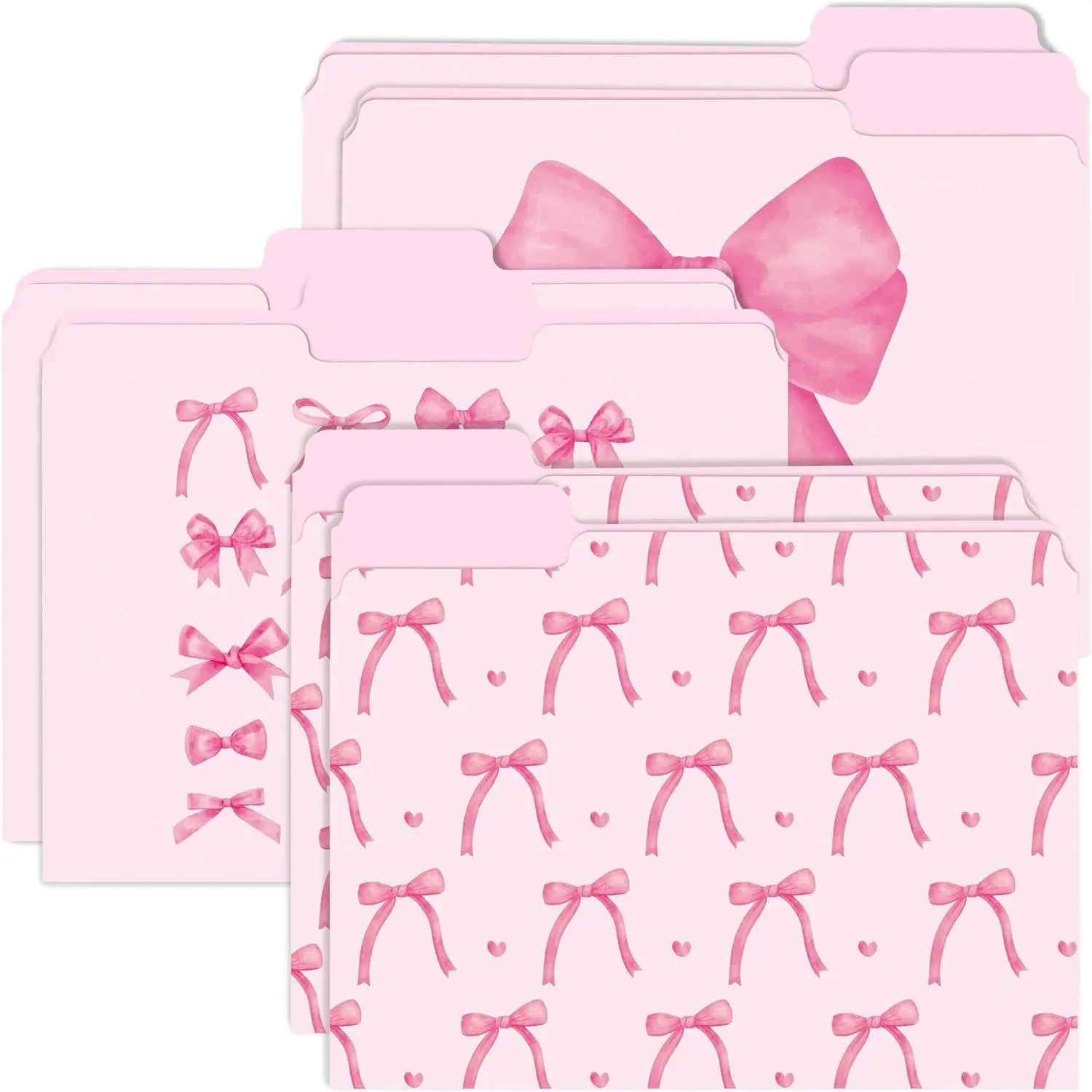 12Pcs Coquette Pink Bow File Folders Letter Size Decorative Folder | Bowknot File Pockets, with 1/3 Cut Tab, Pretty Colored, Office Home Classroom Supplies, Documents Paper, 8.9 x 11.6 Inch