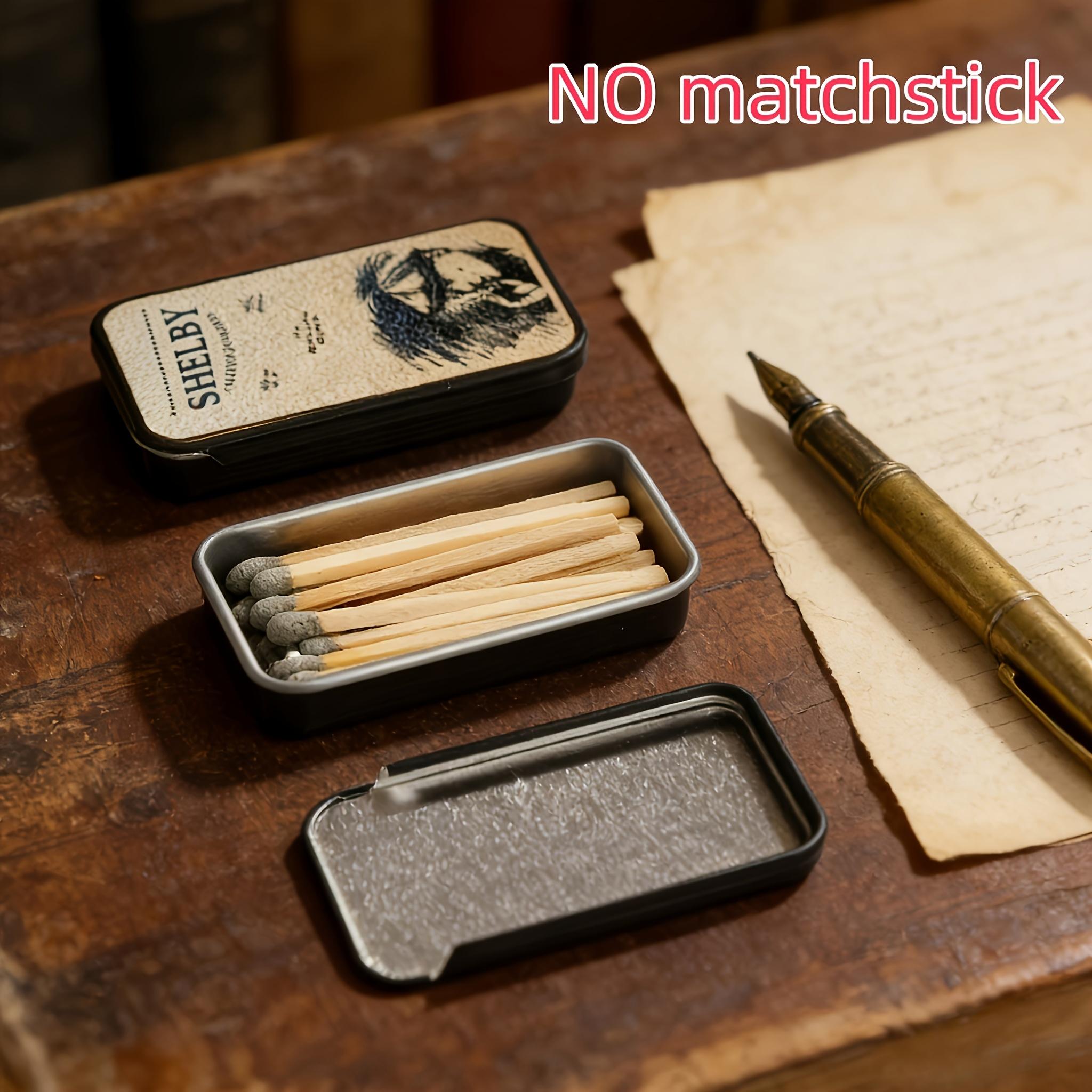 Vintage Retro Tin Matchbox - Thickened Tinplate, Strong and Moisture-Proof - Reusable - Retro Prints Filled with Nostalgic Charm - Smooth Sliding Lid - One Swipe Lights a Fire - Also a Decorative Item for the Desk - Excellent for Collecting