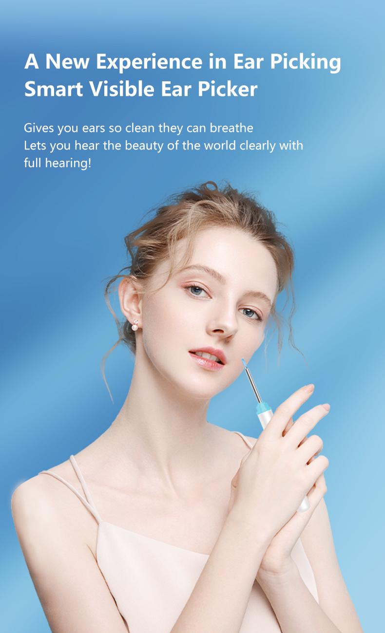 Silicone Ear Hygiene Set, HD Visual Earwax Removal Tool with Camera, 1296P HD Camera Ear Cleaner, Compatible with iPhone and Android Phones, Springtok, Spring Gift Set