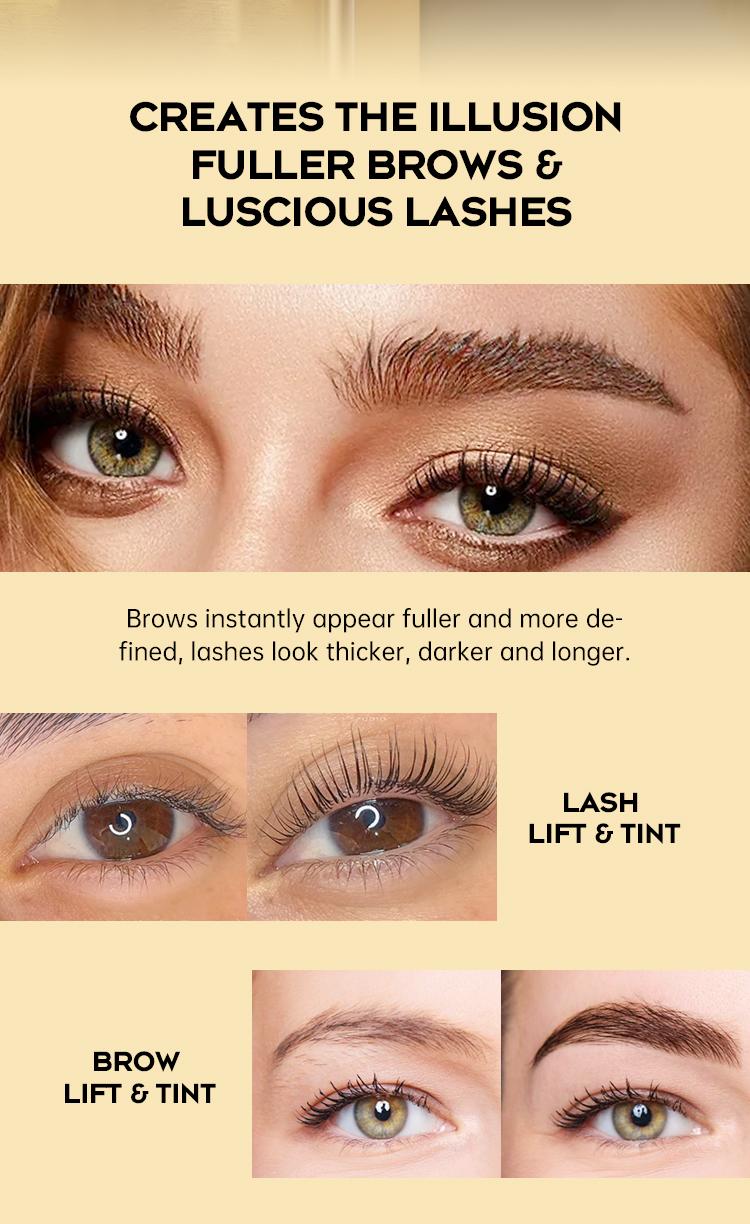 Lash Lift and Tint Kit Black, Brow Lamination Kit Black Eyelash Eyebrow Perm Kit With Detail Instruction &Tools Easy For Beginner at Home Semi-Permanent Cosmetic