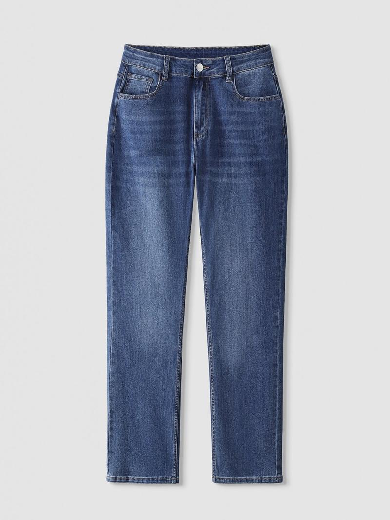 Women's High-Waisted Slim Fit Jeans, Casual Plain Design, All-Season Wearable Denim Jeans, Perfect for Daily & Dates