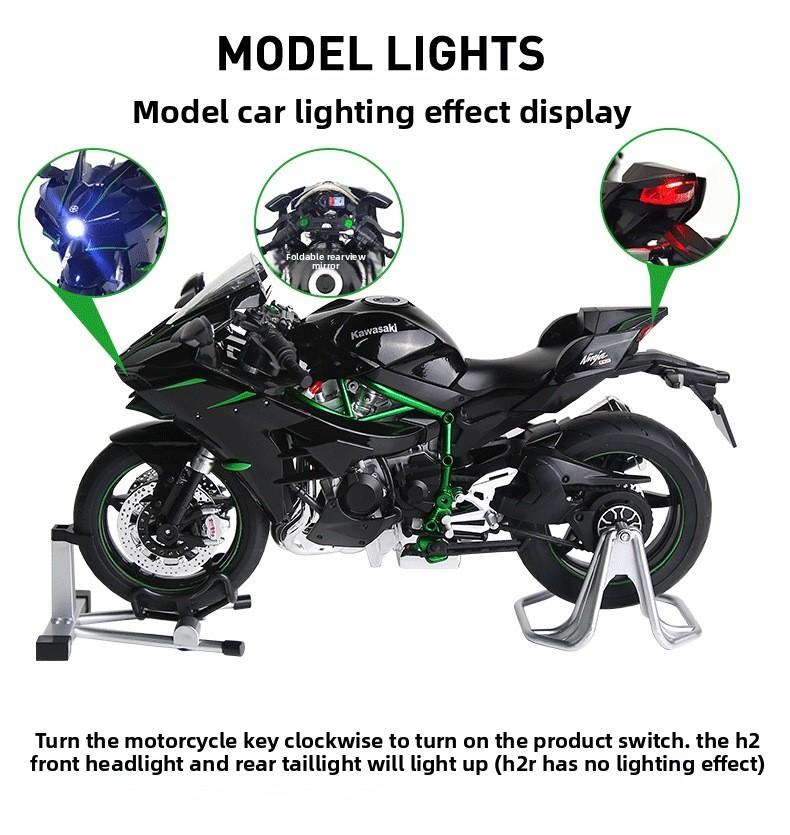 [Gift Set] Ready-to-use 1:9 Kawasaki H2R alloy motorcycle model simulation spray machine vehicle figurine as a gift