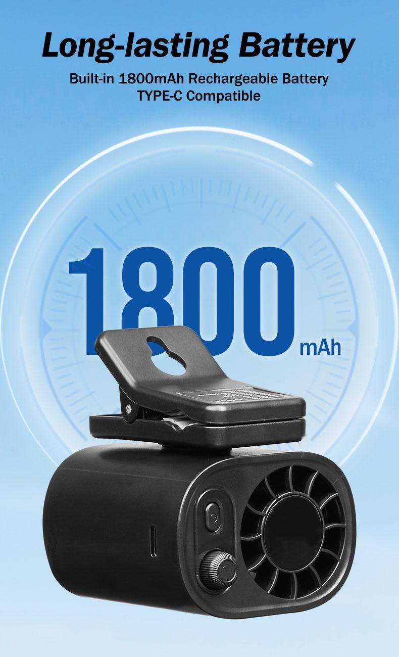 [Valentine's Day] Nerunsa 2026 Car Clip On Fan with LED Display 360° Rotation USB Rechargeable Personal Cooling Fan for Neck Collar Waist Outdoor Hiking Travel 1800mAh Battery Quick Charge